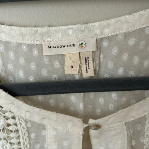 Anthropologie Meadow Rue Lace Embroidered Pattern Sleeveless White Tank Small - Picture 4 of 7